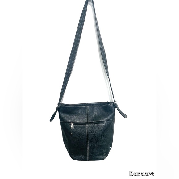 Tignanello Handbags - Tignanello Dark Leather Crossbody Bag